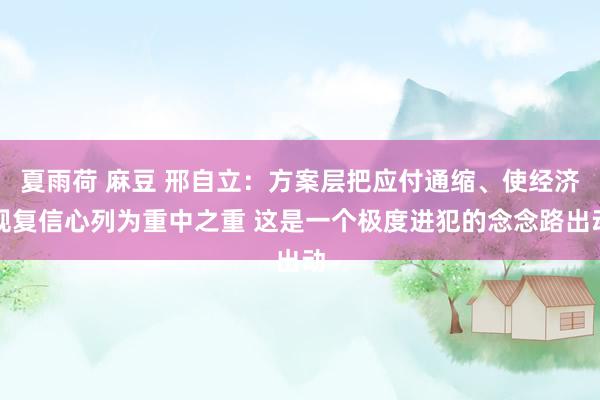 夏雨荷 麻豆 邢自立:方案层把应付通缩、使经济规复信心列为重中之重 这是一个极度进犯的念念路出动
