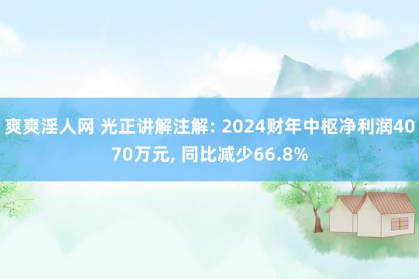 爽爽淫人网 光正讲解注解: 2024财年中枢净利润4070万元， 同比减少66.8%