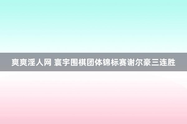 爽爽淫人网 寰宇围棋团体锦标赛谢尔豪三连胜