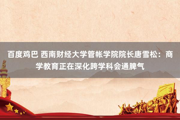 百度鸡巴 西南财经大学管帐学院院长唐雪松：商学教育正在深化跨学科会通脾气