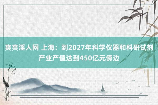 爽爽淫人网 上海：到2027年科学仪器和科研试剂产业产值达到450亿元傍边
