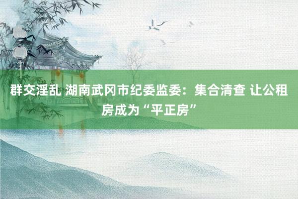 群交淫乱 湖南武冈市纪委监委：集合清查 让公租房成为“平正房”