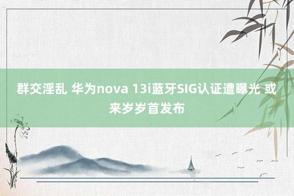 群交淫乱 华为nova 13i蓝牙SIG认证遭曝光 或来岁岁首发布