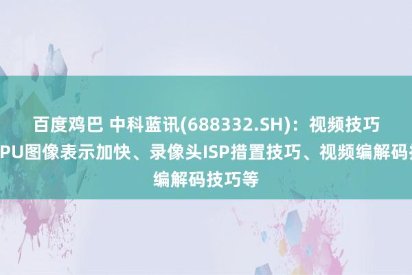 百度鸡巴 中科蓝讯(688332.SH)：视频技巧包括GPU图像表示加快、录像头ISP措置技巧、视频编解码技巧等