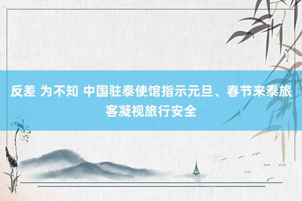反差 为不知 中国驻泰使馆指示元旦、春节来泰旅客凝视旅行安全