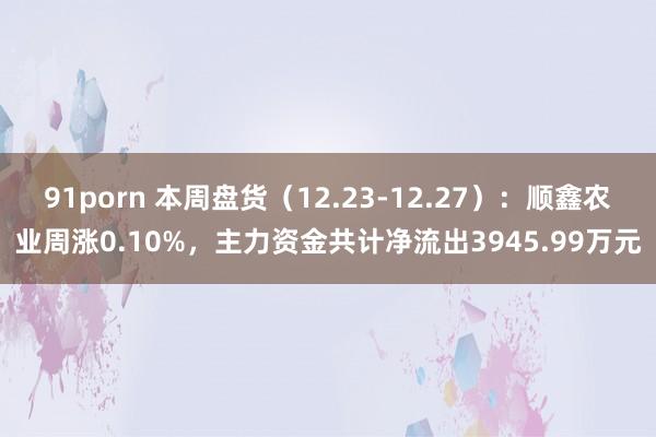 91porn 本周盘货（12.23-12.27）：顺鑫农业周涨0.10%，主力资金共计净流出3945.99万元