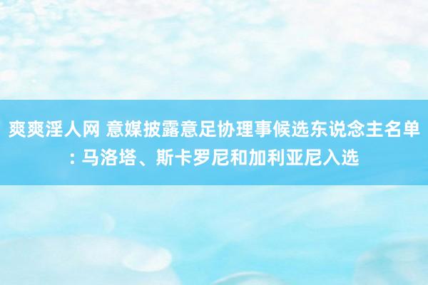 爽爽淫人网 意媒披露意足协理事候选东说念主名单: 马洛塔、斯卡罗尼和加利亚尼入选