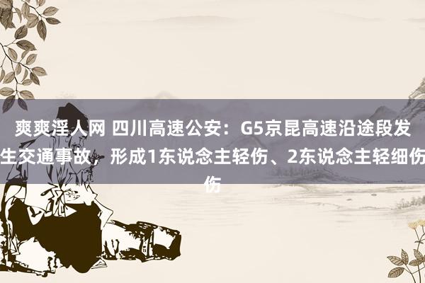 爽爽淫人网 四川高速公安：G5京昆高速沿途段发生交通事故，形成1东说念主轻伤、2东说念主轻细伤
