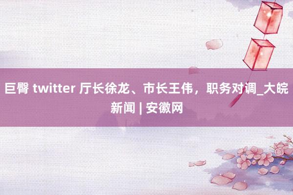 巨臀 twitter 厅长徐龙、市长王伟，职务对调_大皖新闻 | 安徽网