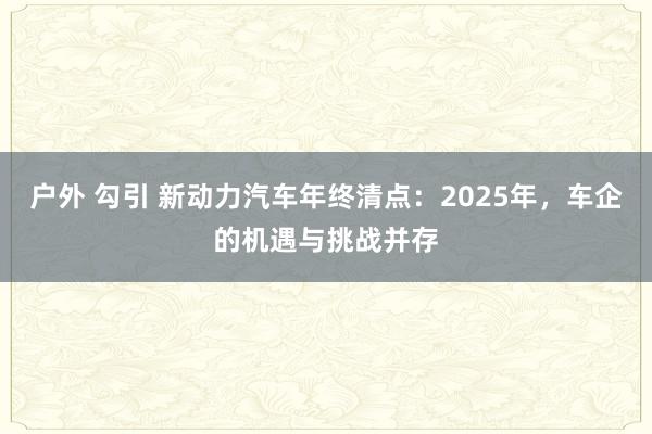 户外 勾引 新动力汽车年终清点：2025年，车企的机遇与挑战并存